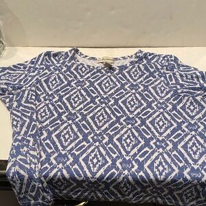 Cathy Daniels Chambray Blue & White Abstract Tee with Mini Rhinestones